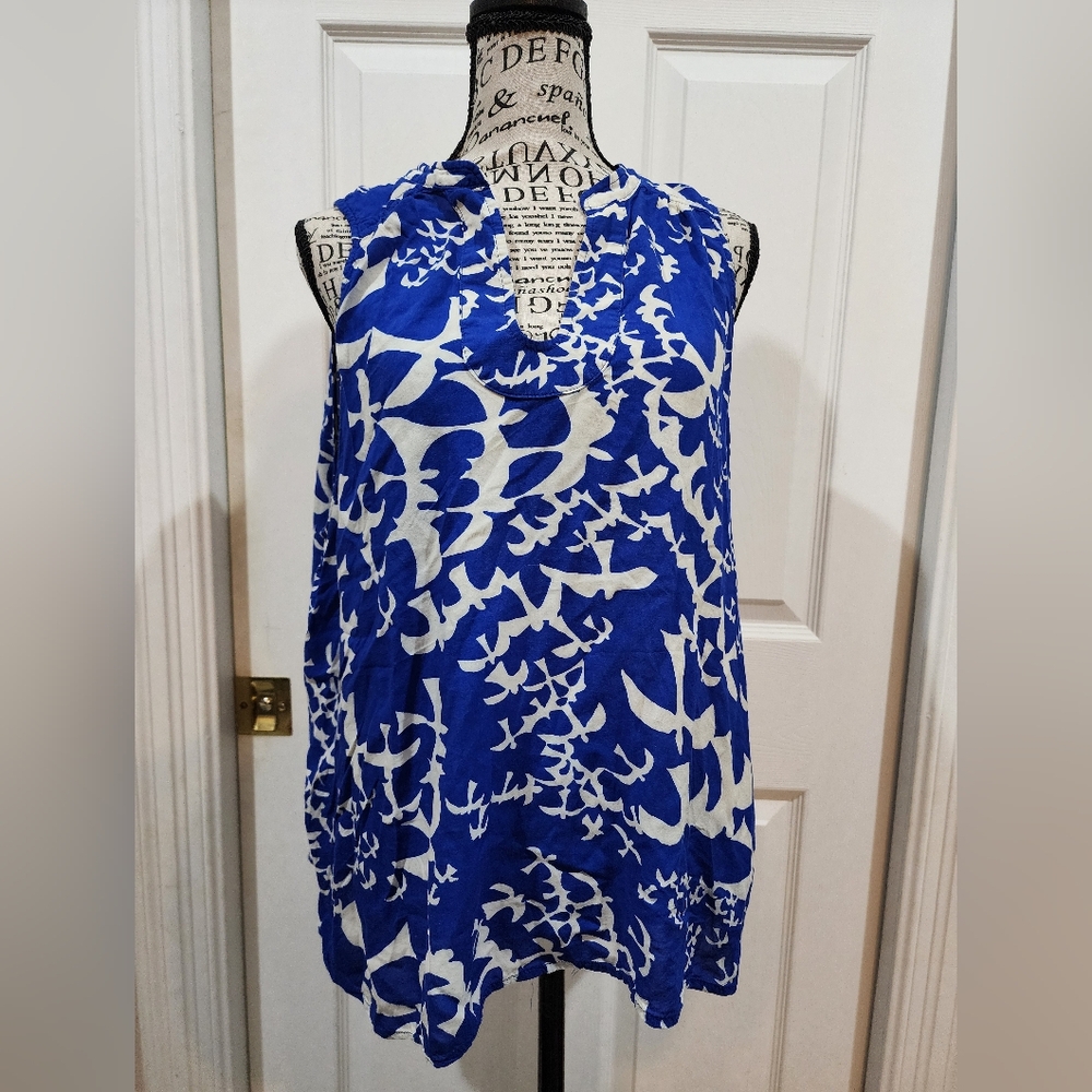Maeve Vibrant Blue and Cream Patterned Top